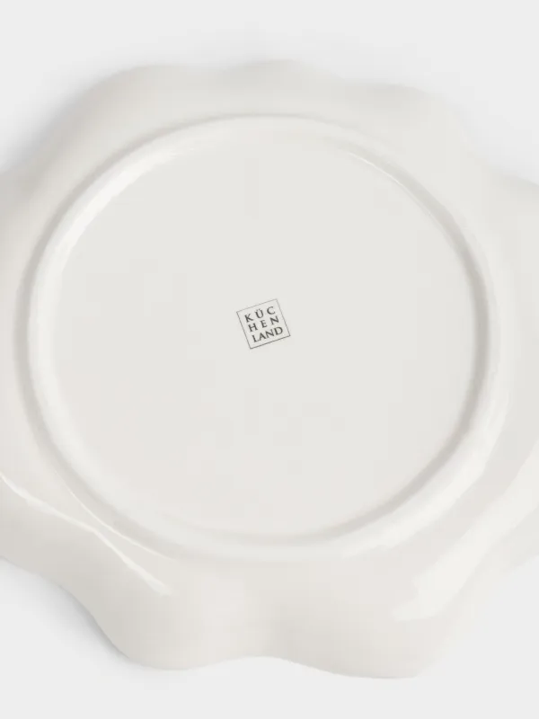 Snack plate, 20 cm, ceramic, milky, Wavy edge, Crumple, image-4