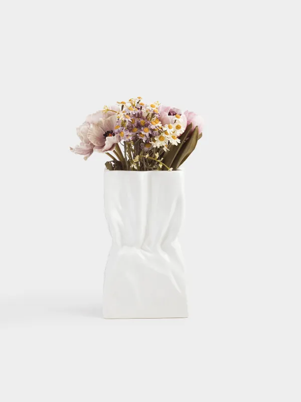Flower vase, 24 cm, ceramic, white, Crease, Crumple, image-4