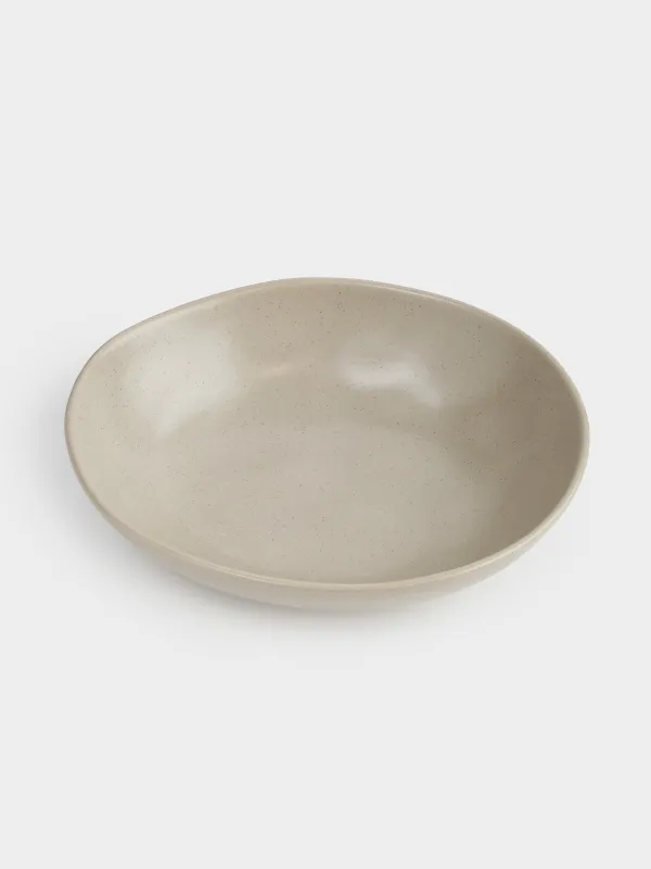 Salad bowl, 22x6 cm, 800 ml, ceramic, beige, Crumpled effect, Crumple creme, image-1