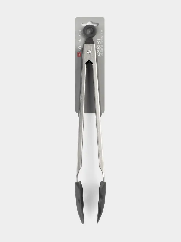 Kitchen tongs, 34 cm, steel / silicone, grey, Assist, image-6