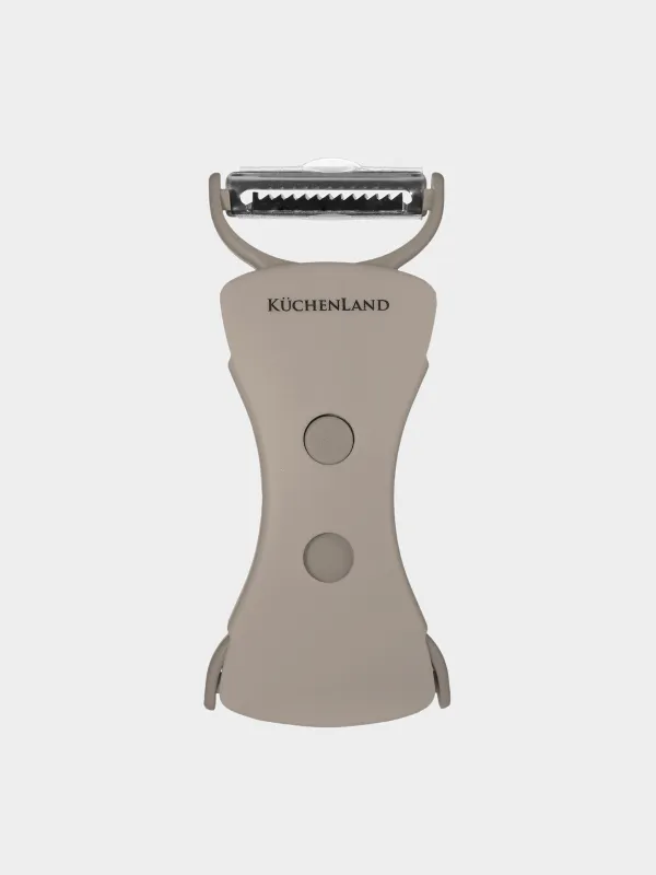 Vegetable peeler, 13 cm, double-sided, plastic / steel, beige, Shred, image-1