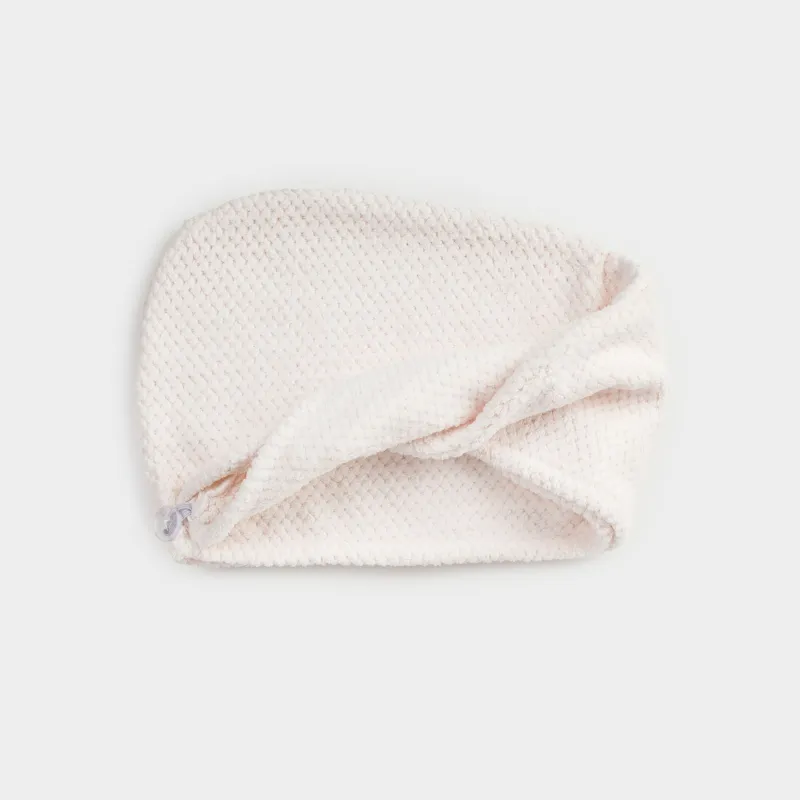 Towel-turban for hair, 59x20 cm, fleece, milk, Ratine