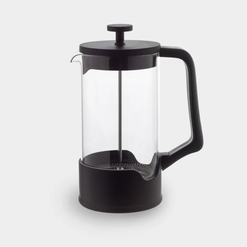 French press, 1 l, glass B/steel, black, Liberica