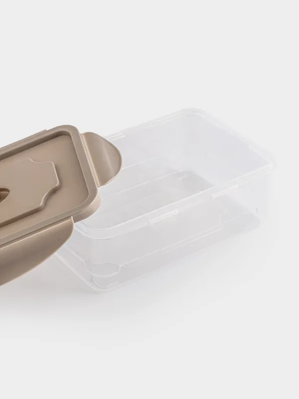 Container set, 3 pcs, with clips, with flap, Plastic, Rectangular, Pastel, Clip, image-4