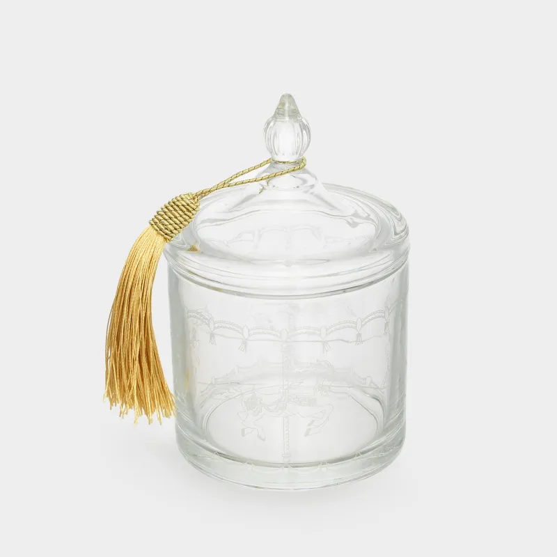 Storage container, 9x10 cm, ml, with brush, Glass, Horses, Clear pattern