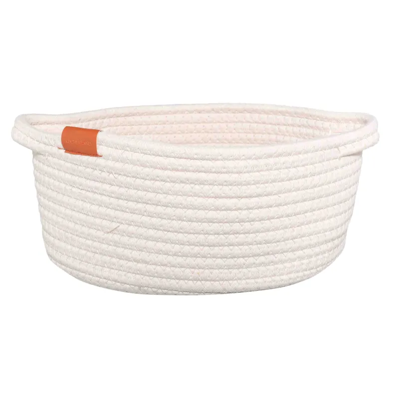 Storage basket, 26x20x12 cm, with handles, cotton / polyester, Oval, Milk, Tote