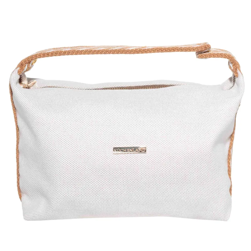 Cosmetic bag, 23x13 cm, with handle, polyester, beige, Canvas, image-0