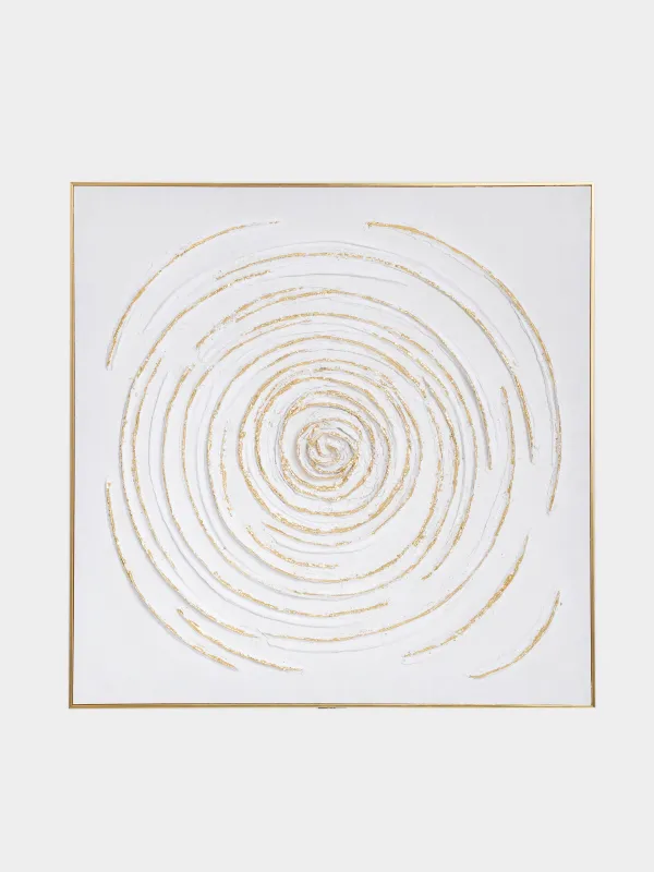 Framed painting, 80x80 cm, canvas / foil, beige-gold, Circles, Abstract, image-0