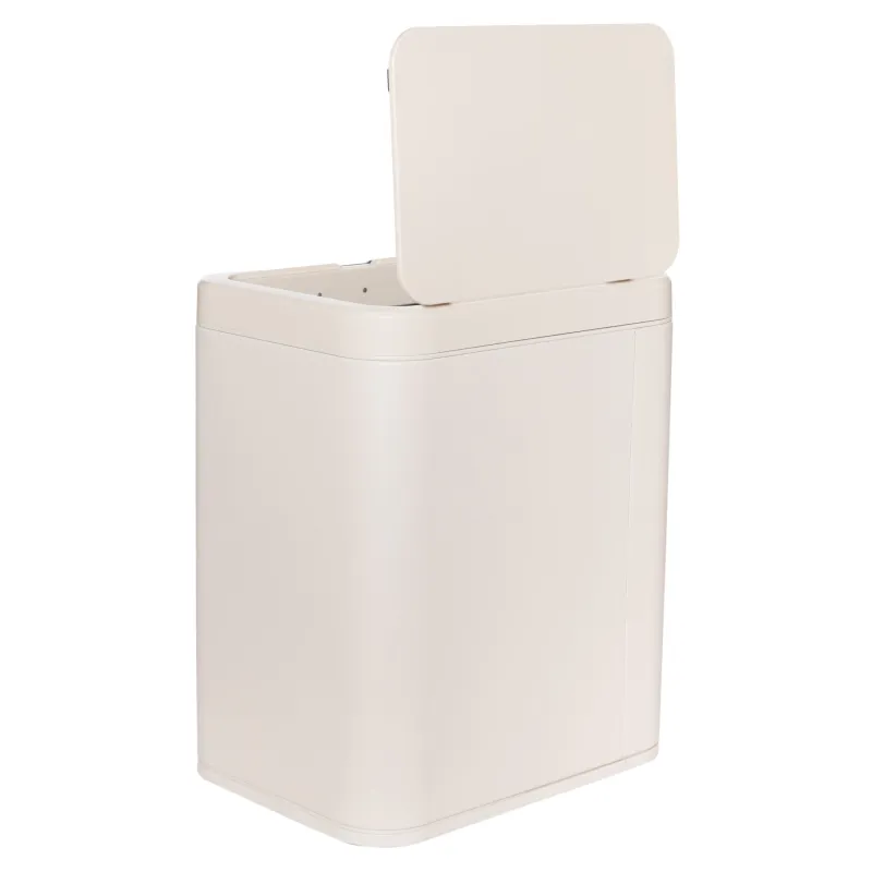 Trash can, 13 l, touch-sensitive, steel/plastic, rectangular, beige, Vintage kitchen, image-3