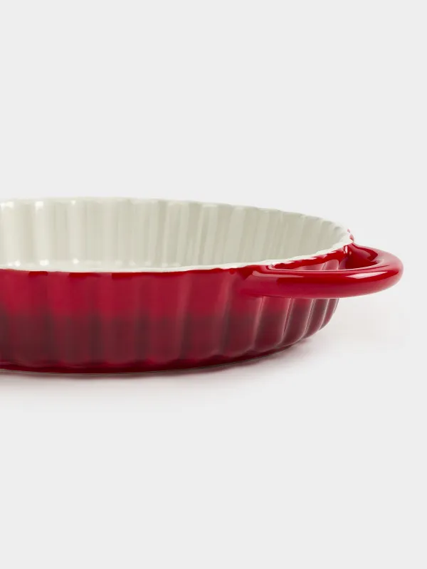 Baking dish, 22 cm, ceramic, round, burgundy, Gradient, Cakes gradient, image-4
