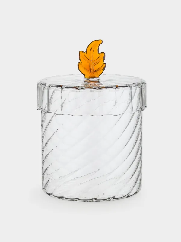 Storage container, 11x13 cm, 800 ml, glass B, Amber leaf, Naiad, image-0