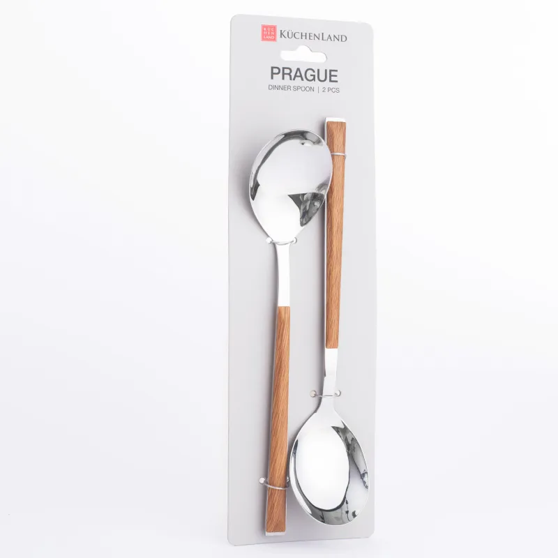 Table spoon, 2 pcs, steel/plastic, brown, Prague, image-3