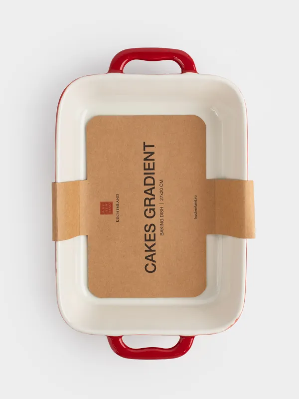 Baking dish, 27x20 cm, ceramic, rectangular, burgundy, Gradient, Cakes gradient, image-8