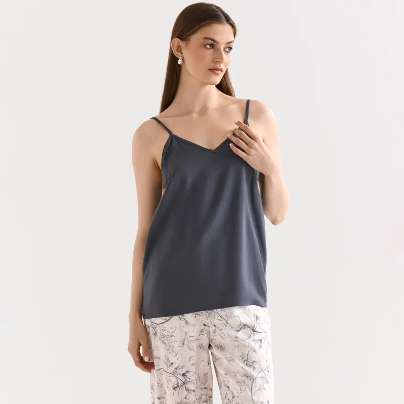 Women's top, homewear, size L, viscose, milky, Flowers, Janice