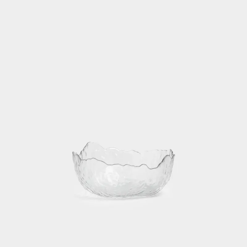 Salad bowl, 17x7 cm, 700 ml, glass, with silver edging, Nautilus silver