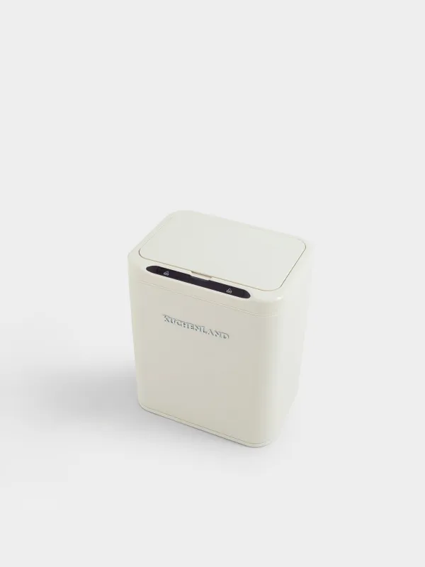 Trash can, 13 l, touch-sensitive, steel/plastic, rectangular, beige, Vintage kitchen, image-1