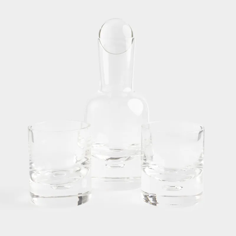 Drink set, 2 pers, 3 items, decanter / glasses, Glass, Bubble, Dew, image-1