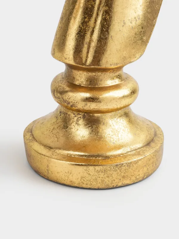 Decorative dish, 27x19 cm, on a leg, steel / polyresin, golden, Horse, Horse gold, image-2