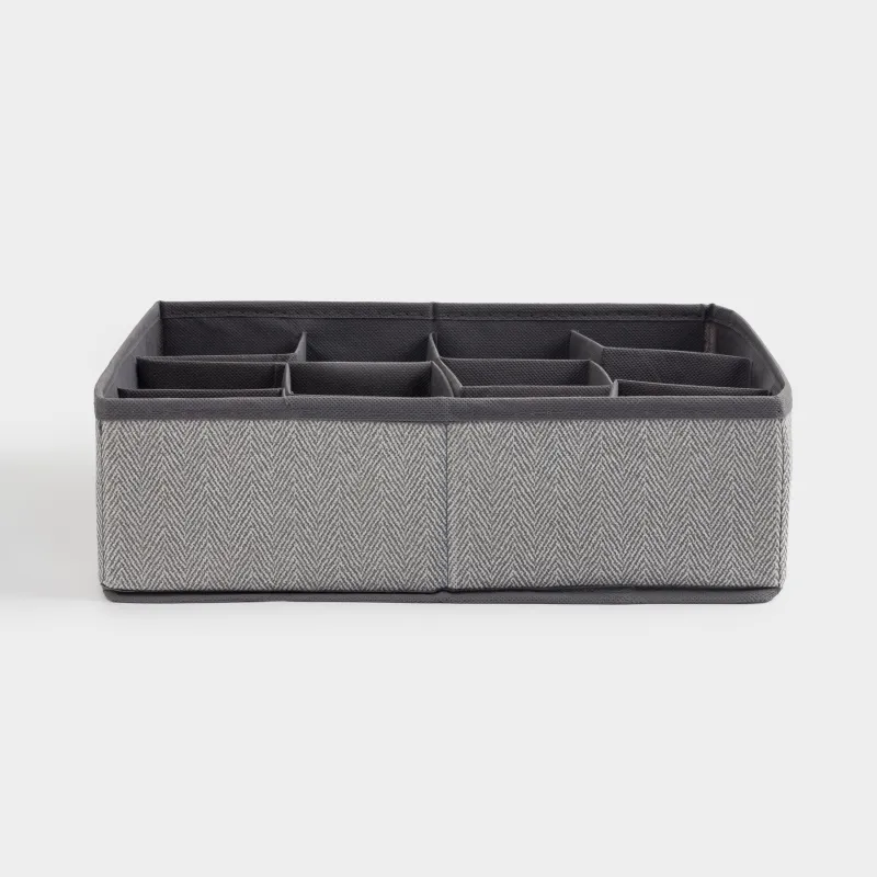 Organizer-divider for drawers, 32x24 cm, 12 otd, textile, gray, Pedant new, image-3