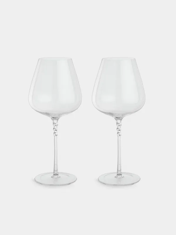 Drinking glass, 650 ml, 2 pcs, crystal glass, Twisted leg, Parma, image-0