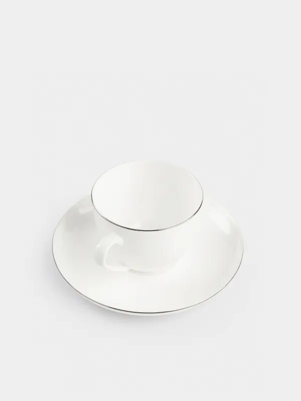 Tea pair, 6 person, 12 items, 250 ml, porcelain F, white, Ideal silver, image-3