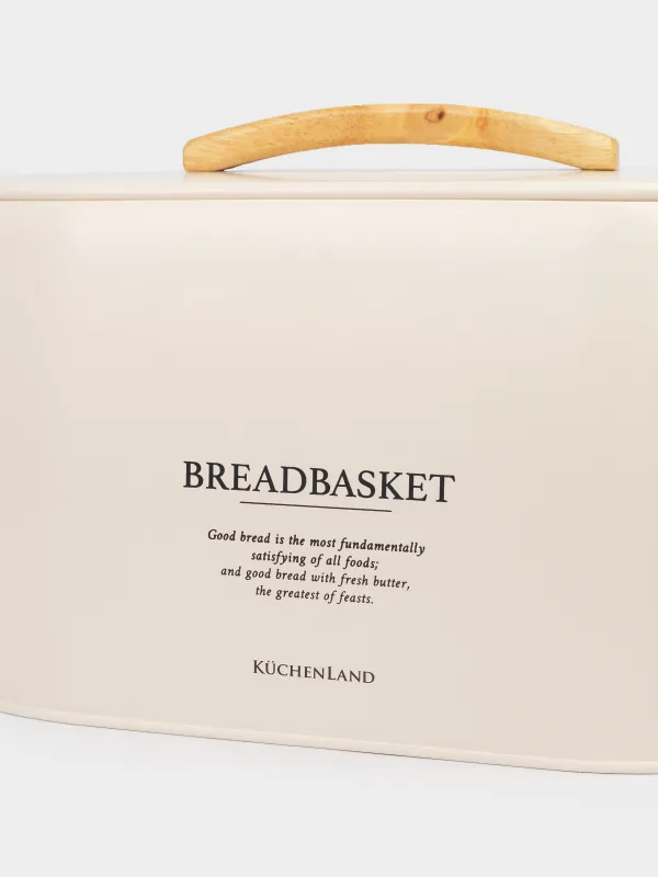 Bread box, 33x23x18 cm, metal / wood, oval, milk, Course, image-6