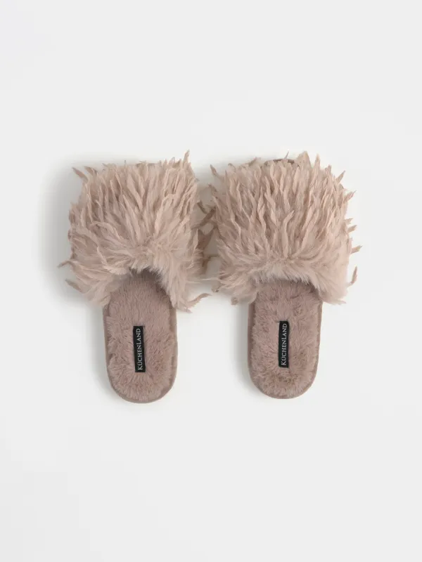 Women's slippers, homewear, size 36-37, faux fur, brown, Downy, image-1