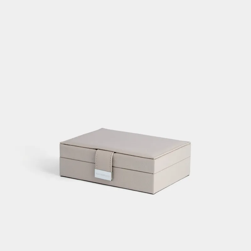 Jewelry box, 20x15 cm, with mirror, wood/PU leather, grey, Premiere one