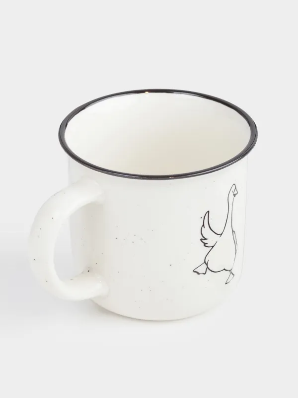 Mug, 360 ml, porcelain N, milky, speckled, Goose, Goose, image-1