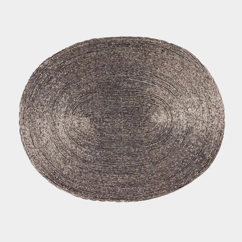 Napkin for appliances, 31x41 cm, beads, oval, dark gray, Shiny beads