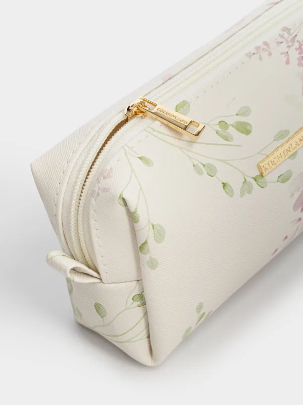 Makeup bag, 20x10 cm, PVC, white, Flowers, Beauty flowers, image-2