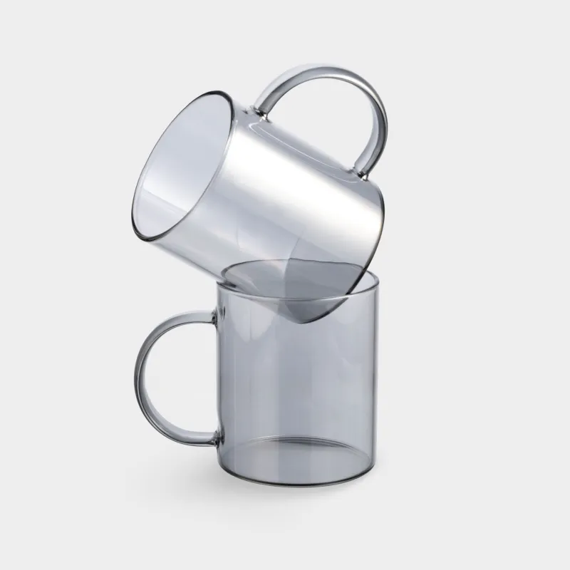 Mug, 380 ml, 2 pcs, glass B, gray, Volant