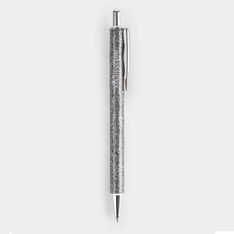 Ballpoint pen, 14 cm, Steel, Silver, sparkle, Draw sparkle