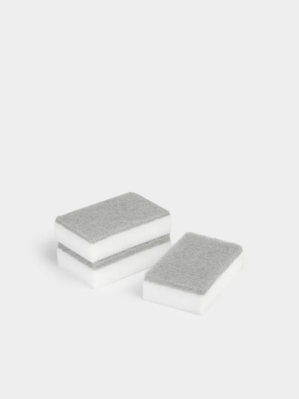 Melamine sponge, 3 pcs, with abrasive insert, beige, Clean, image-0