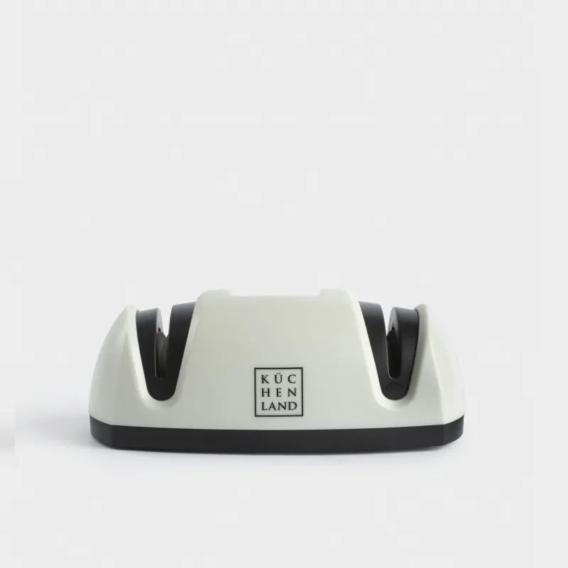 Knife sharpener, 11 cm, with two types of sharpening, grey, Lemsen