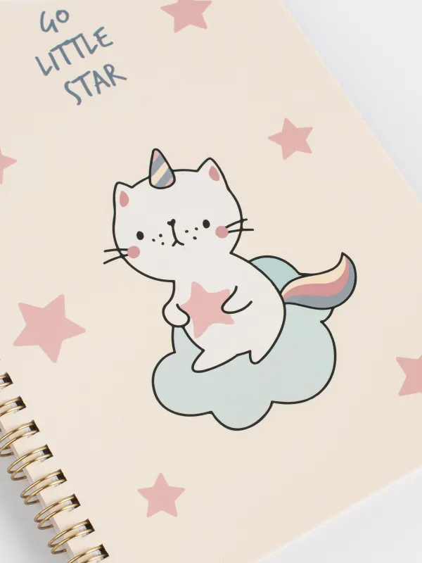 Notepad for notes, 15x20 cm, 80 l, on rings, PVC, Cat-unicorn, Cat-unicorn, image-4