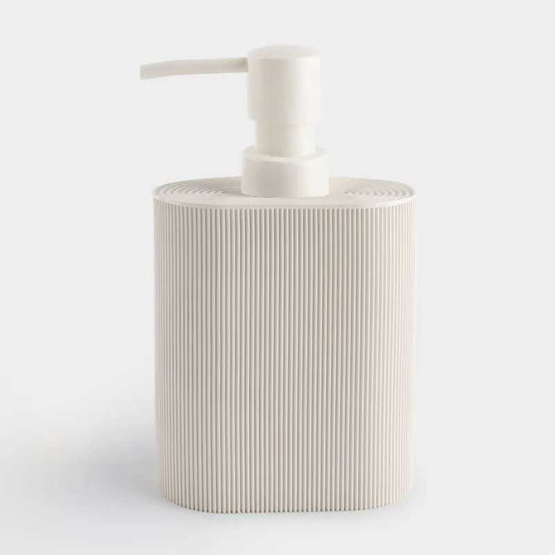 Liquid soap dispenser, 320 ml, polyresin / plastic, milky, White stripes