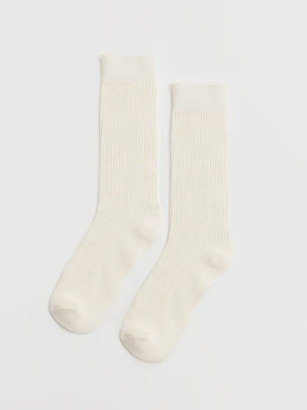Women's socks, size 36-38, ribbed, bamboo / polyester, milk, Heddy, image-0
