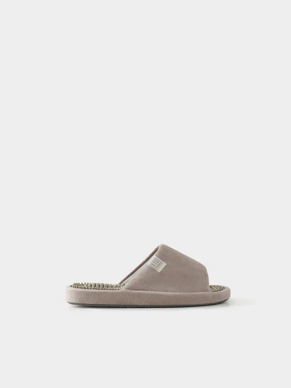 Women's slippers, homewear, size 36-37, corduroy / rubber, gray-purple, Lint, image-0