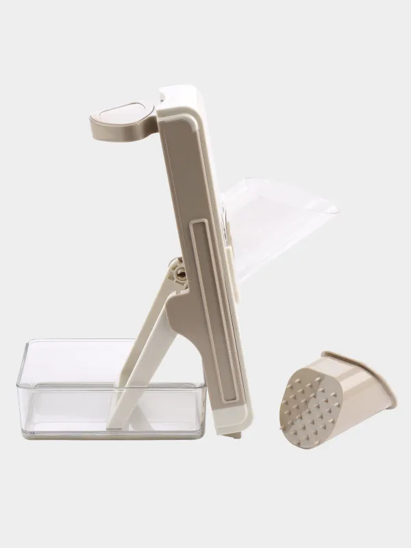 Vegetable slicer, 29 cm, 3 in 1, plastic / steel, beige/gray-brown, Soft, image-2