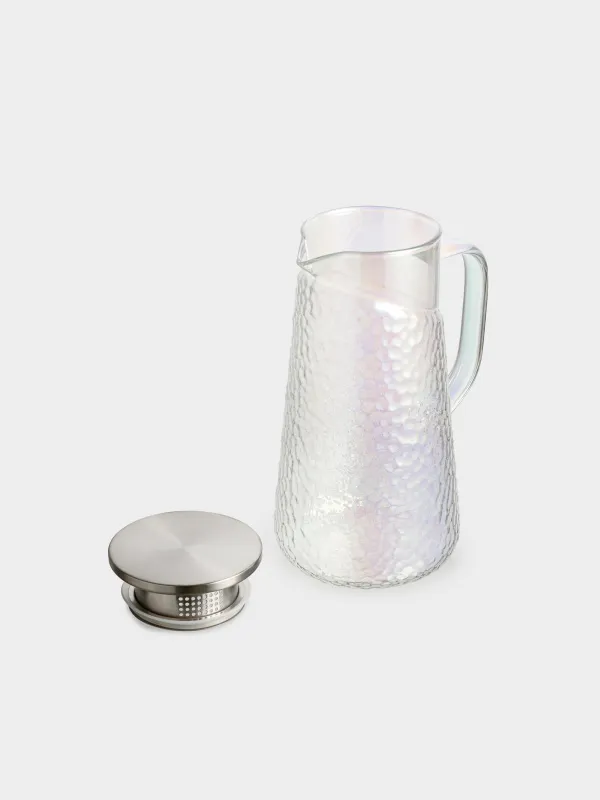 Pitcher, 1.2 l, with filter cap, used glass, mother-of-pearl, Ripply polar, image-2