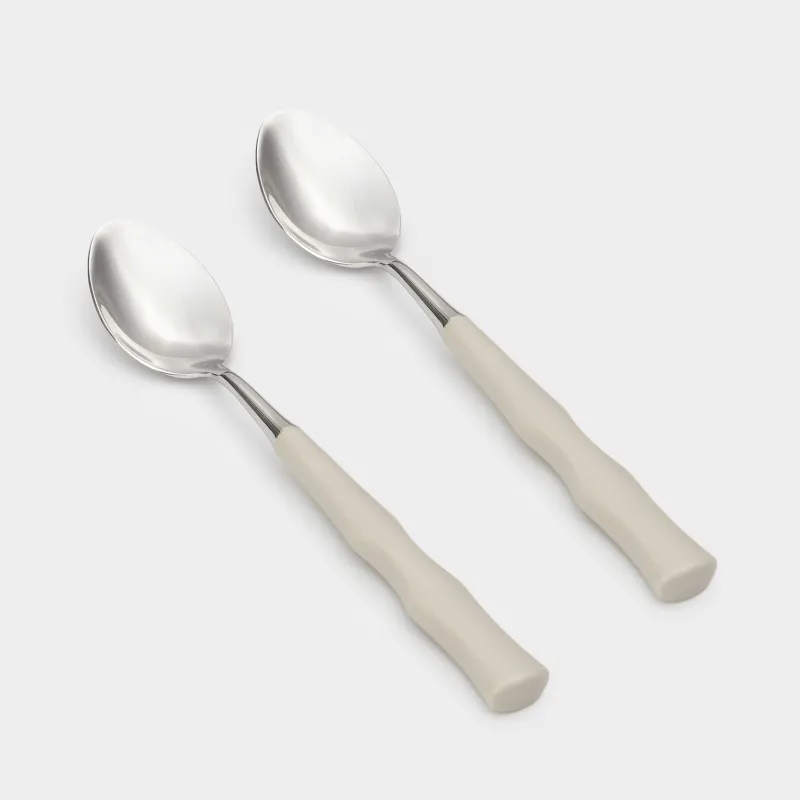 Tea spoon, 2 pcs, steel / plastic, beige, Bends, Toronto