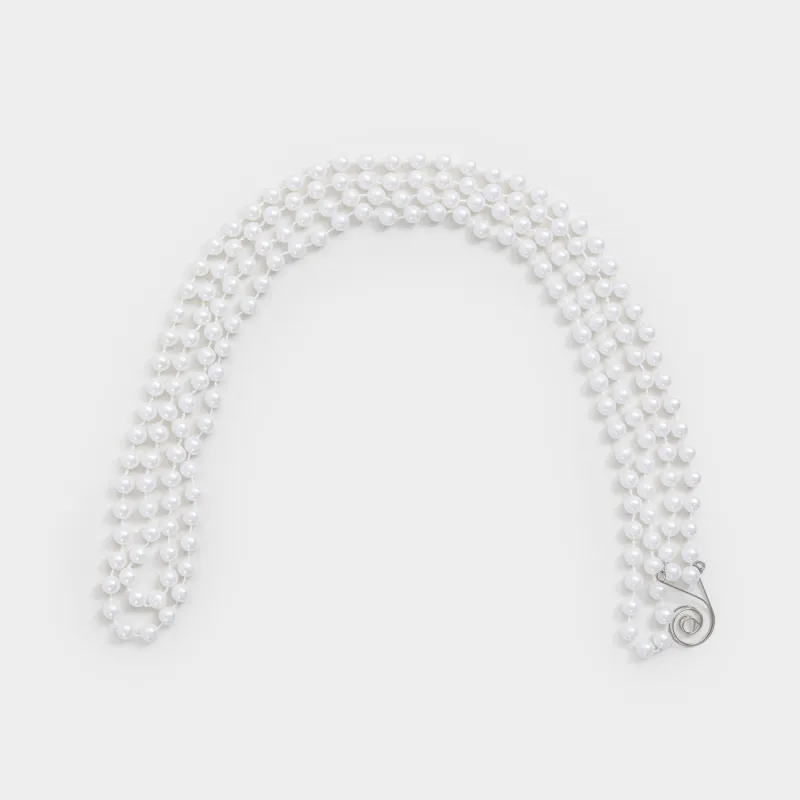 Garland-beads, 2 m, hanging, plastic / metal, white, Beads, Star balls