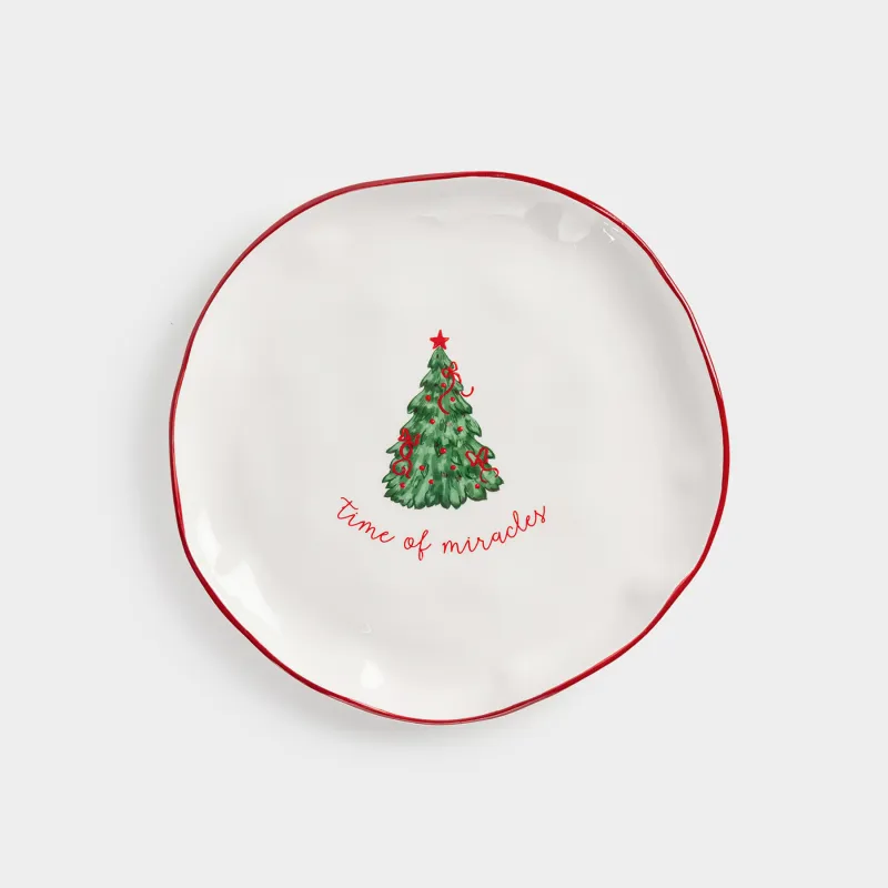 Dinner plate, 26 cm, ceramic, Christmas tree with bows, Christmas tree