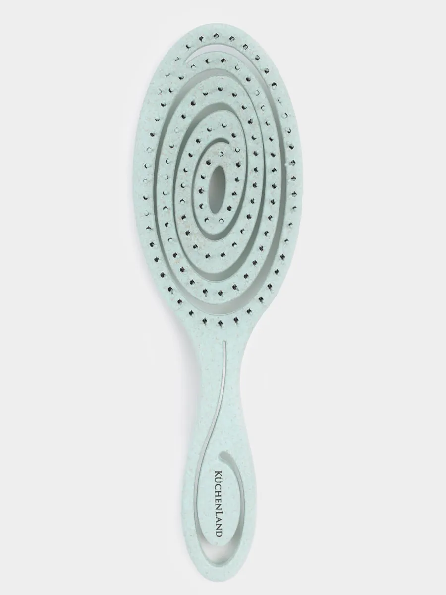 Hair massage comb, 22 cm, vegetable fiber / plastic, green-blue, Zipo, image-0