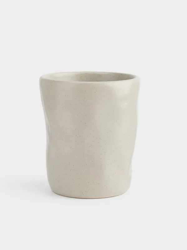 Glass, 10 cm, 300 ml, ceramic, beige, Crumpled effect, Crumple creme, image-0