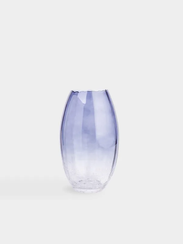 Flower vase, 24 cm, glass, blue gradient, Craquelure, Ice, image-0