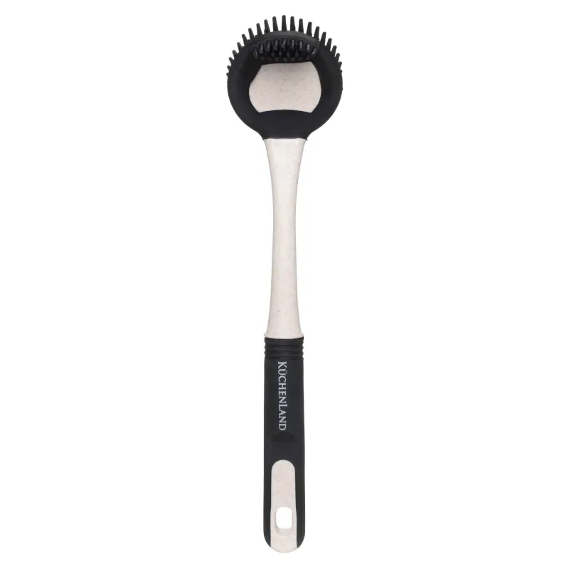 Cleaning brush, 27 cm, double-sided, rubber / plastic, black and beige, Black clean new, image-1