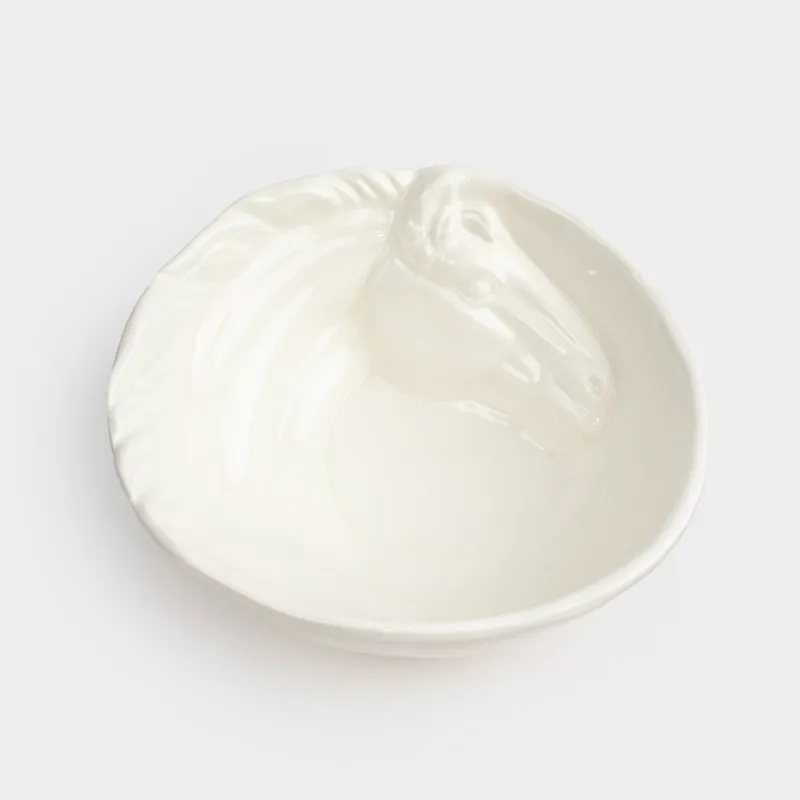 Salad bowl, 16x7 cm, ml, ceramic, milky, Horse, Horse pattern