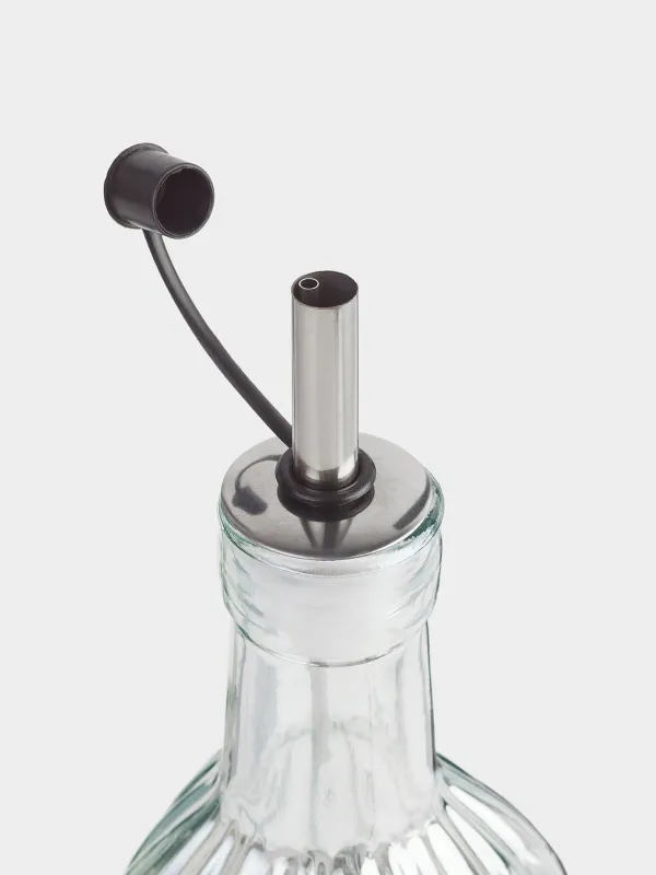 Oil or vinegar bottle, 500 ml, with dispenser, glass / steel, mother of pearl, Ribby polar, image-2